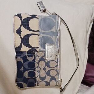 Coach Blue and Gray Wristlet